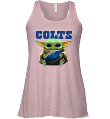 Baby Yoda Loves The Indianapolis Colts Star Wars Baby Yoda Hugs Colts NFL Womens Racerback Tank Top Womens Racerback Tank Top - VeigarTee