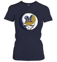 Milwaukee Brewers Grateful Dead Steal Your Face Baseball Womens T-Shirt