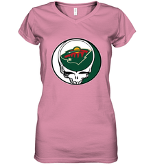 Minnesota Wild Grateful Dead Steal Your Face Hockey NHL Womens V-Neck T-Shirt Womens V-Neck T-Shirt - VeigarTee