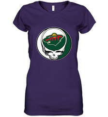 Minnesota Wild Grateful Dead Steal Your Face Hockey NHL Womens V-Neck T-Shirt Womens V-Neck T-Shirt - VeigarTee