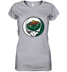Minnesota Wild Grateful Dead Steal Your Face Hockey NHL Womens V-Neck T-Shirt Womens V-Neck T-Shirt - VeigarTee