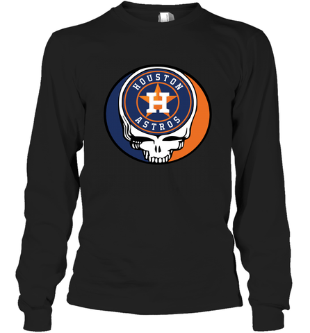 Houston Astros Grateful Dead Steal Your Face Baseball Adult Long Sleeve T-Shirt Adult Long Sleeve T-Shirt / Black / S Adult Long Sleeve T-Shirt - VeigarTee