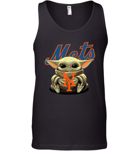 Baby Yoda Hugs Loves The New York Mets Baseball Mens Tank Top Mens Tank Top / Black / XS Mens Tank Top - VeigarTee