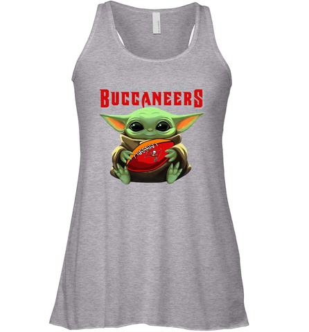 Baby Yoda Loves The Tampa Bay Buccaneers Star Wars Baby Yoda Hugs Buccaneers NFL Womens Racerback Tank Top