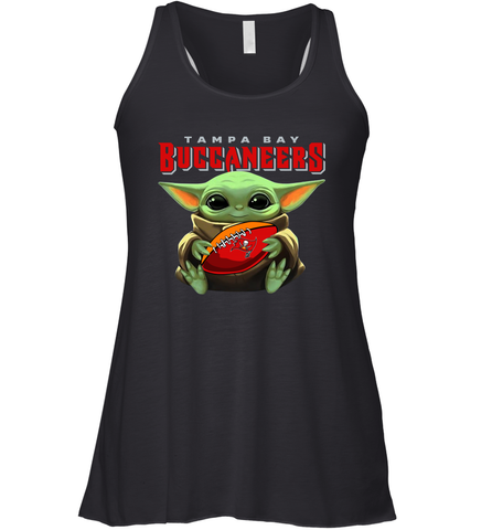 Baby Yoda Loves The Tampa Bay Buccaneers Star Wars Baby Yoda Hugs Buccaneers NFL Womens Racerback Tank Top