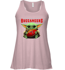 Baby Yoda Loves The Tampa Bay Buccaneers Star Wars Baby Yoda Hugs Buccaneers NFL Womens Racerback Tank Top Womens Racerback Tank Top - VeigarTee