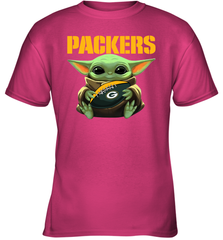 Baby Yoda Loves The Green Bay Packers Star Wars Baby Yoda Hugs Packers NFL Youth T-Shirt Youth T-Shirt - VeigarTee