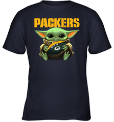Baby Yoda Loves The Green Bay Packers Star Wars Baby Yoda Hugs Packers NFL Youth T-Shirt Youth T-Shirt - VeigarTee