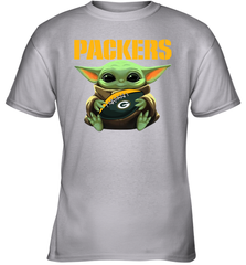 Baby Yoda Loves The Green Bay Packers Star Wars Baby Yoda Hugs Packers NFL Youth T-Shirt Youth T-Shirt - VeigarTee