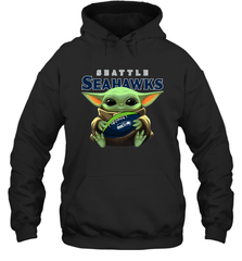 Baby Yoda Loves The Seattle Seahawks Star Wars Baby Yoda Hugs Seahawks NFL Adult Hoodie Sweatshirt Adult Hoodie Sweatshirt - VeigarTee
