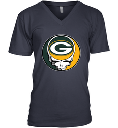 Green Bay Packers Grateful Dead Steal Your Face NFL Football Mens V-Neck T-Shirt