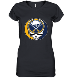 Buffalo Sabres Grateful Dead Steal Your Face Hockey NHL Womens V-Neck T-Shirt