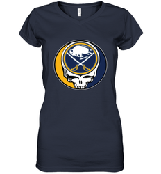 Buffalo Sabres Grateful Dead Steal Your Face Hockey NHL Womens V-Neck T-Shirt