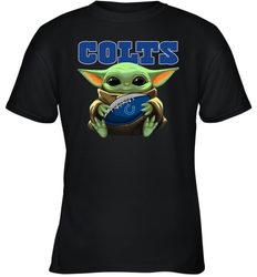 Baby Yoda Loves The Indianapolis Colts Star Wars Baby Yoda Hugs Colts NFL Youth T-Shirt