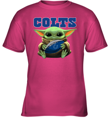 Baby Yoda Loves The Indianapolis Colts Star Wars Baby Yoda Hugs Colts NFL Youth T-Shirt Youth T-Shirt - VeigarTee