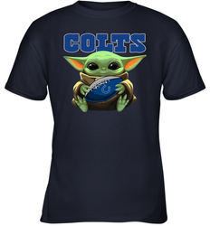 Baby Yoda Loves The Indianapolis Colts Star Wars Baby Yoda Hugs Colts NFL Youth T-Shirt