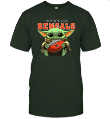 Baby Yoda Loves The Cincinnati Bengals Star Wars Baby Yoda Hugs Bengals NFL Mens T-Shirt Mens T-Shirt - VeigarTee