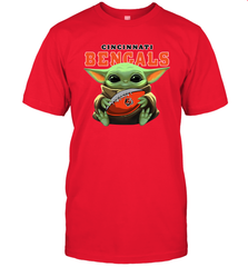 Baby Yoda Loves The Cincinnati Bengals Star Wars Baby Yoda Hugs Bengals NFL Mens T-Shirt Mens T-Shirt - VeigarTee