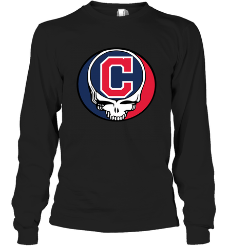 Cleveland Indians Grateful Dead Steal Your Face Baseball Adult Long Sleeve T-Shirt Adult Long Sleeve T-Shirt / Black / S Adult Long Sleeve T-Shirt - VeigarTee