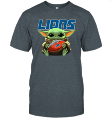 Baby Yoda Loves The Detroit Lions Star Wars Baby Yoda Hugs Lions NFL Mens T-Shirt Mens T-Shirt - VeigarTee