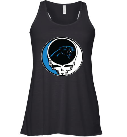 Carolina Panthers Grateful Dead Steal Your Face NFL Football Womens Racerback Tank Top Womens Racerback Tank Top / Black / XS Womens Racerback Tank Top - VeigarTee