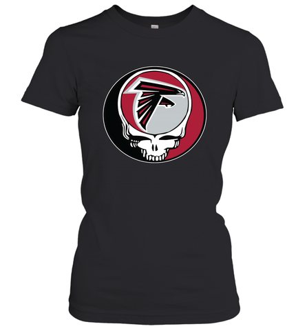 Atlanta Falcons Grateful Dead Steal Your Face NFL Football Womens T-Shirt Womens T-Shirt / Black / XS Womens T-Shirt - VeigarTee
