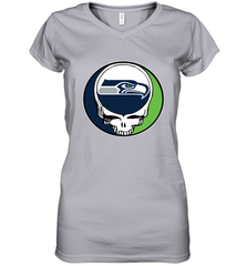 Seattle Seahawks Grateful Dead Steal Your Face NFL Football Womens V-Neck T-Shirt Womens V-Neck T-Shirt - VeigarTee