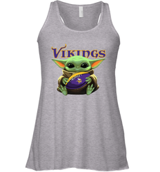 Baby Yoda Loves The Minnesota Vikings Star Wars Baby Yoda Hugs Vikings NFL Womens Racerback Tank Top