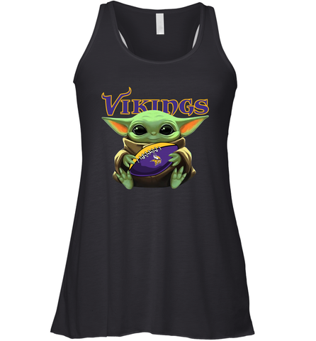 Baby Yoda Loves The Minnesota Vikings Star Wars Baby Yoda Hugs Vikings NFL Womens Racerback Tank Top Womens Racerback Tank Top / Black / XS Womens Racerback Tank Top - VeigarTee