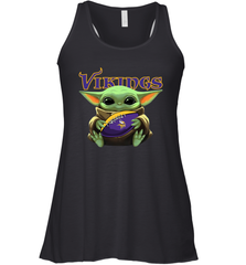 Baby Yoda Loves The Minnesota Vikings Star Wars Baby Yoda Hugs Vikings NFL Womens Racerback Tank Top Womens Racerback Tank Top - VeigarTee