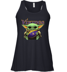 Baby Yoda Loves The Minnesota Vikings Star Wars Baby Yoda Hugs Vikings NFL Womens Racerback Tank Top Womens Racerback Tank Top - VeigarTee