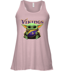 Baby Yoda Loves The Minnesota Vikings Star Wars Baby Yoda Hugs Vikings NFL Womens Racerback Tank Top Womens Racerback Tank Top - VeigarTee