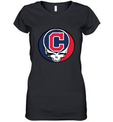 Cleveland Indians Grateful Dead Steal Your Face Baseball Womens V-Neck T-Shirt Womens V-Neck T-Shirt - VeigarTee