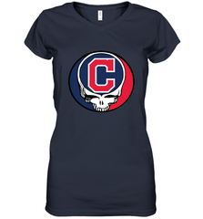 Cleveland Indians Grateful Dead Steal Your Face Baseball Womens V-Neck T-Shirt Womens V-Neck T-Shirt - VeigarTee