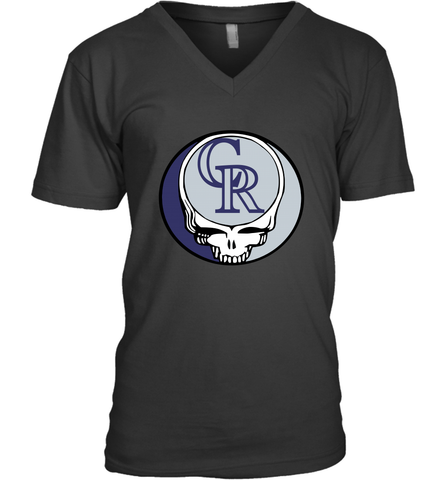 Colorado Rockies Grateful Dead Steal Your Face Baseball Mens V-Neck T-Shirt Mens V-Neck T-Shirt / Black / S Mens V-Neck T-Shirt - VeigarTee
