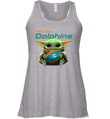 Baby Yoda Loves The Miami Dolphins Star Wars Baby Yoda Hugs Dolphins NFL Womens Racerback Tank Top Womens Racerback Tank Top - VeigarTee