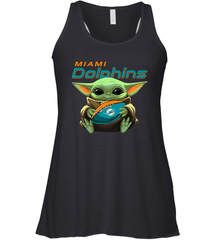 Baby Yoda Loves The Miami Dolphins Star Wars Baby Yoda Hugs Dolphins NFL Womens Racerback Tank Top Womens Racerback Tank Top - VeigarTee