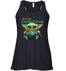 Baby Yoda Loves The Miami Dolphins Star Wars Baby Yoda Hugs Dolphins NFL Womens Racerback Tank Top Womens Racerback Tank Top - VeigarTee