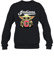 Baby Yoda Hugs Loves The Cleveland Indians Baseball Adult Sweatshirt Adult Sweatshirt - VeigarTee