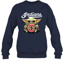 Baby Yoda Hugs Loves The Cleveland Indians Baseball Adult Sweatshirt Adult Sweatshirt - VeigarTee
