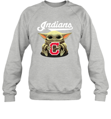 Baby Yoda Hugs Loves The Cleveland Indians Baseball Adult Sweatshirt Adult Sweatshirt - VeigarTee