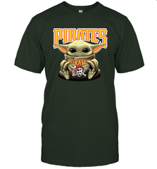 Baby Yoda Hugs Loves The Pittsburgh Pirates Baseball Mens T-Shirt Mens T-Shirt - VeigarTee