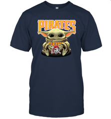 Baby Yoda Hugs Loves The Pittsburgh Pirates Baseball Mens T-Shirt Mens T-Shirt - VeigarTee