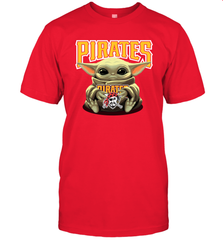 Baby Yoda Hugs Loves The Pittsburgh Pirates Baseball Mens T-Shirt Mens T-Shirt - VeigarTee
