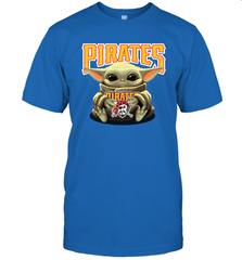 Baby Yoda Hugs Loves The Pittsburgh Pirates Baseball Mens T-Shirt Mens T-Shirt - VeigarTee