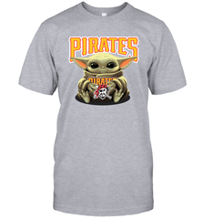 Baby Yoda Hugs Loves The Pittsburgh Pirates Baseball Mens T-Shirt Mens T-Shirt - VeigarTee