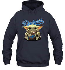 Baby Yoda Hugs Loves The Los Angeles Dodgers Baseball Adult Hoodie Sweatshirt Adult Hoodie Sweatshirt - VeigarTee