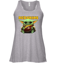 Baby Yoda Loves The Washington Redskins Star Wars Baby Yoda Hugs Redskins NFL Womens Racerback Tank Top