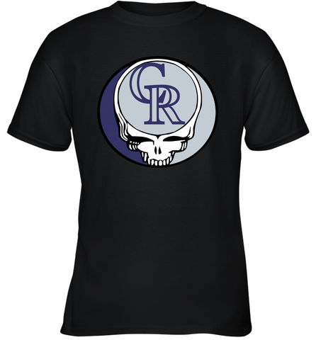 Colorado Rockies Grateful Dead Steal Your Face Baseball Youth T-Shirt Youth T-Shirt / Black / XS Youth T-Shirt - VeigarTee