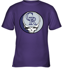 Colorado Rockies Grateful Dead Steal Your Face Baseball Youth T-Shirt Youth T-Shirt - VeigarTee